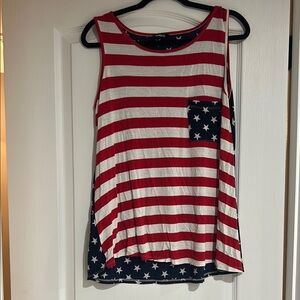 Striped Red and White Tank Top with Star Pocket